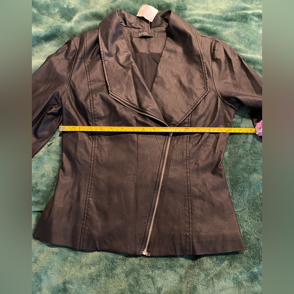 ANGL Faux Leather Moto Jacket NWT Size L - Picture 5 of 11